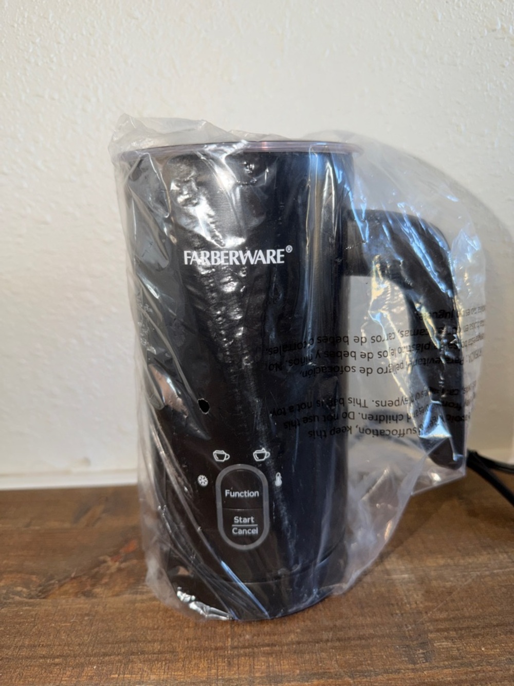 Farberware Black Electric Milk Frother with Handle